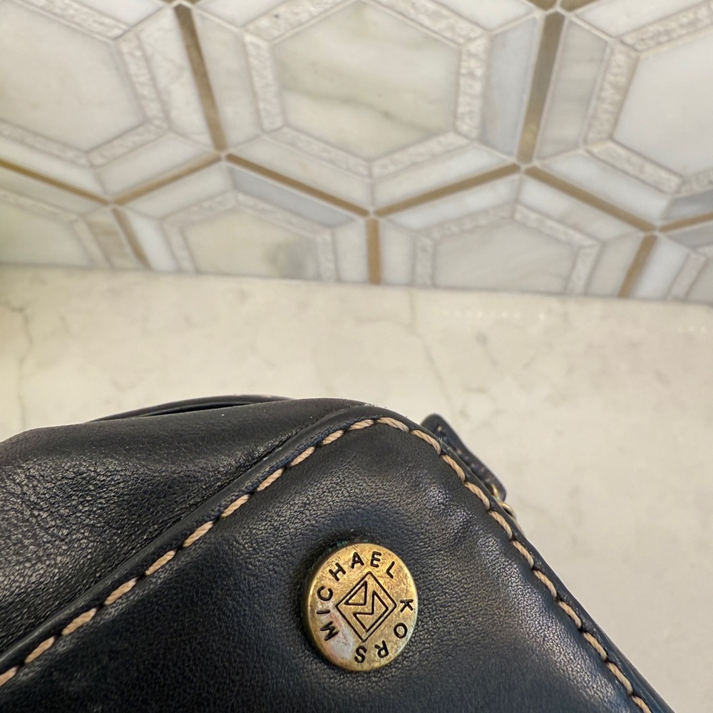 Vintage Y2K Michael Kors satchel black leather gold hardware early 2000s buckles - Picture 4 of 10